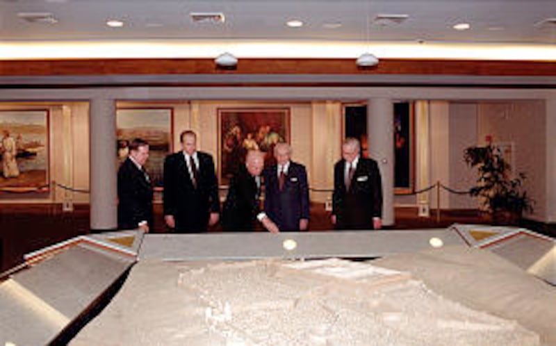 President Gordon B. Hinckley, with counselors President Thomas S. Monson and President James E. Faus