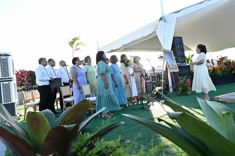 A choir sings during the groundbreaking ceremony for the Maceió Brazil Temple.