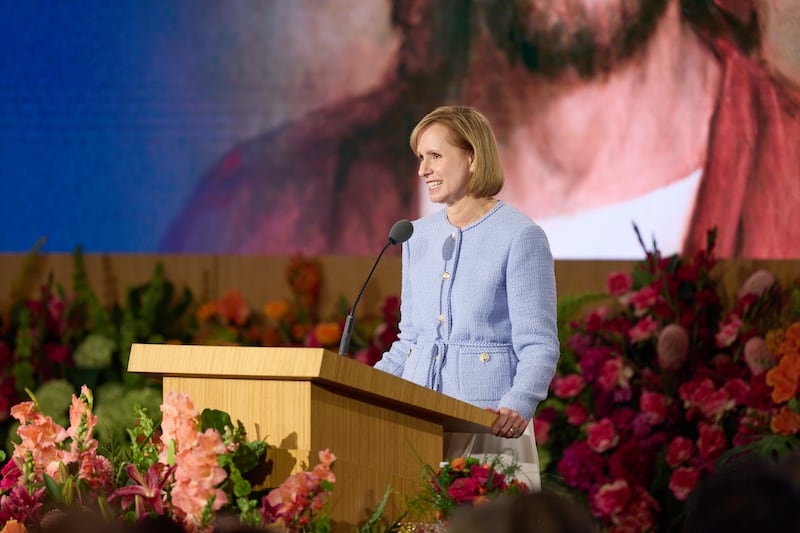 Sister Amy A. Wright, first counselor in the Primary general presidency and member of the Church’s Missionary Executive Council, speaks during the 2026 Seminar for New Mission Leaders on Friday, June 19, 2026, at the Provo Missionary Training Center in Provo, Utah.