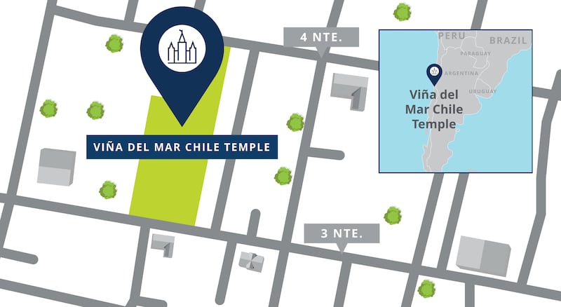 A map of the Viña del Mar Chile Temple site.