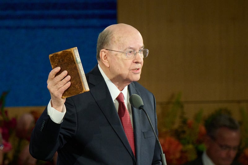 Elder Quentin L. Cook of the Quorum of the Twelve Apostles holds up an 1830 first edition copy of the Book of Mormon while speaking at the 2026 Seminar for New Mission Leaders at the Provo Missionary Training Center in Provo, Utah, on June 19, 2026.