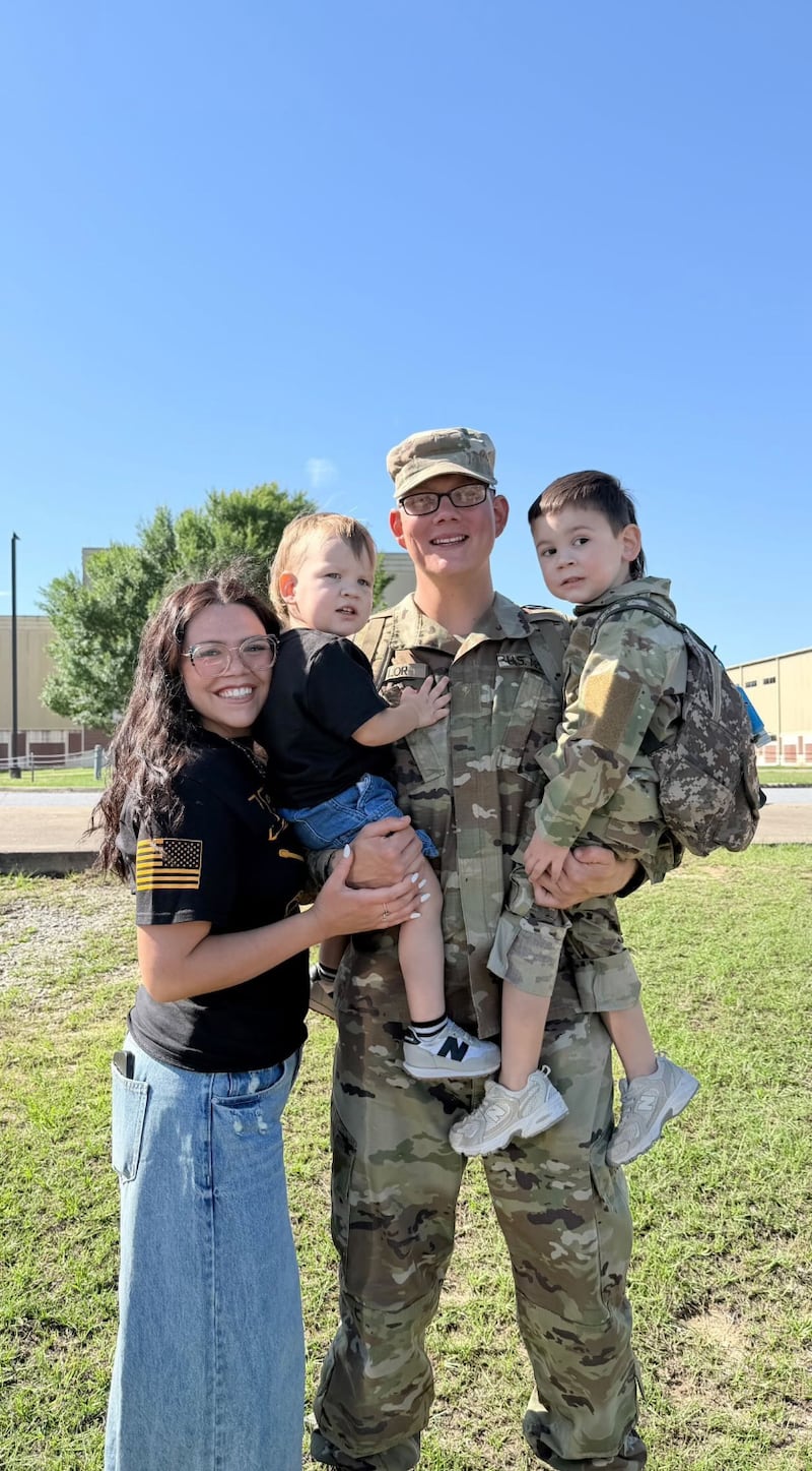 Cambrie and Jadrian Taylor, together with their two sons Jadrian Jr. and Booker in Sant Tan Valley, Arizona, May 15, 2026.