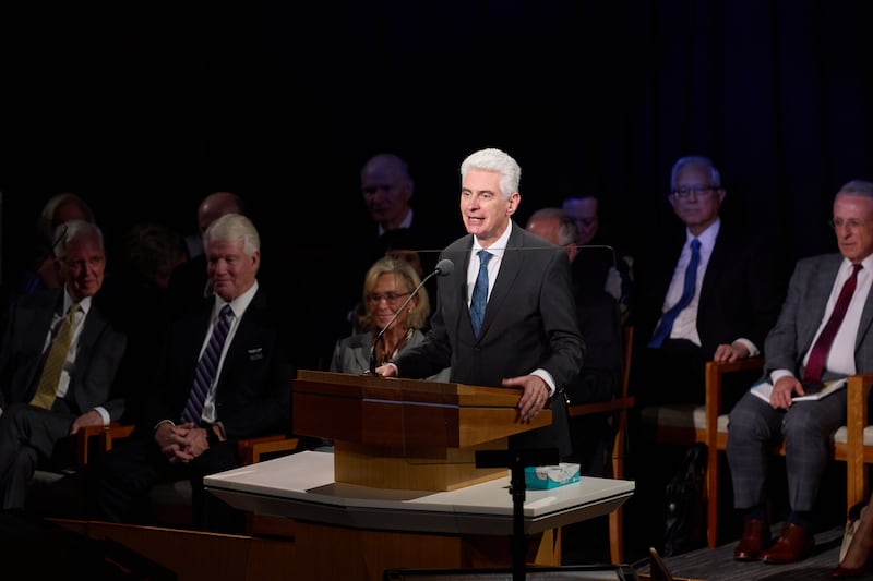 Elder Gérald Caussé speaks at a devotional as part of the 2026 Seminar for New Mission Leaders.