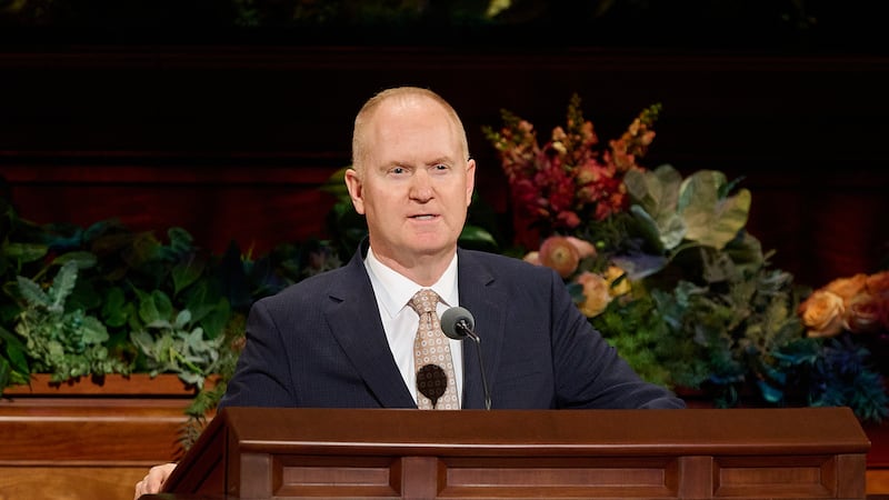 Elder Matthew J. Eyring, a General Authority Seventy, speaks during the Saturday afternoon session of the 196th Semiannual General Conference of The Church of Jesus Christ of Latter-day Saints in the Conference Center in Salt Lake City on Oct. 3, 2026.