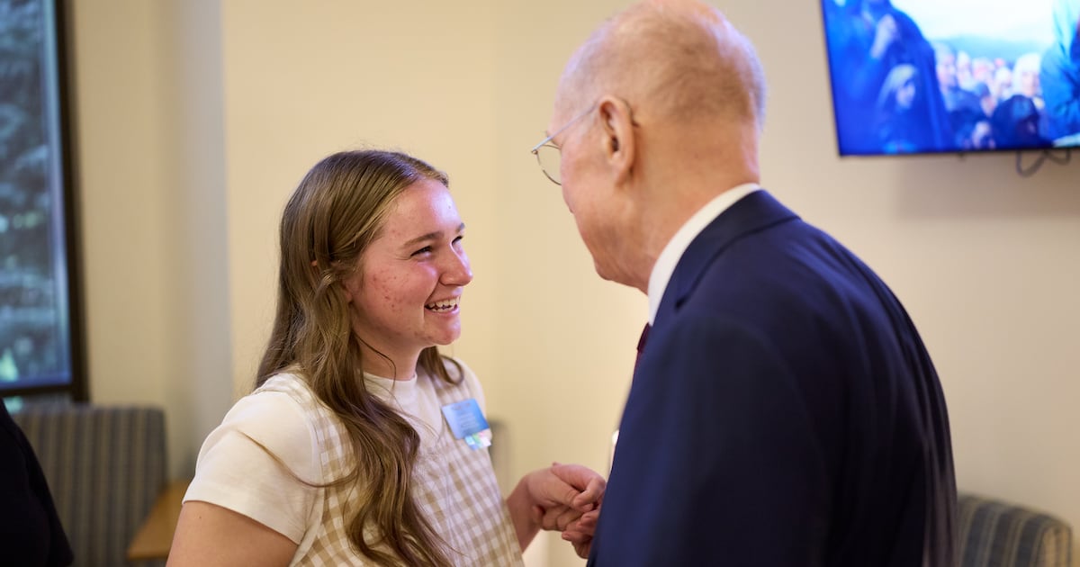 President Eyring meets with missionary granddaughter at MTC
