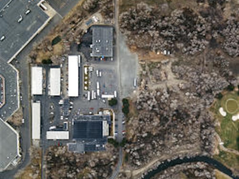 Aerial view shows breadth of studio grounds.
