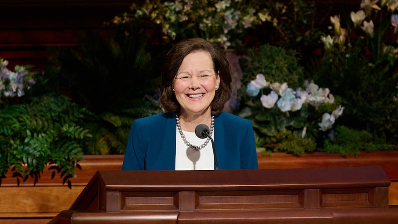 Primary General President Susan H. Porter speaks during the Sunday afternoon session of the 196th Annual General Conference of The Church of Jesus Christ of Latter-day Saints in the Conference Center in Salt Lake City on April 5, 2026.