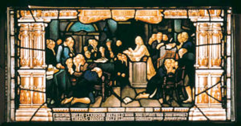 Liberty Window from Christ Church in Philadelphia, Pa., depicts the 1774 prayer in Congress, and is