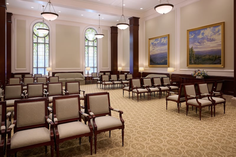 A waiting area inside the Lindon Utah Temple.