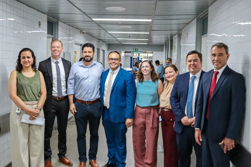 Representatives of the Dr. José Frota Institute, local authorities and Church leaders take a picture together to mark a donation from the Church in July 2026 in Fortaleza, Brazil.