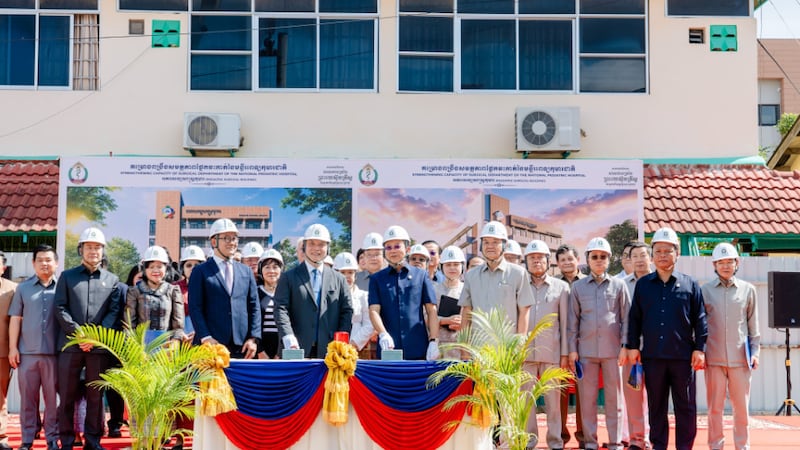 Chheang Ra, Cambodia's minister of health, thanks Church leaders and members during the groundbreaking for a new surgical building at the National Pediatric Hospital in Phnom Penh, Cambodia, on June 15, 2026.