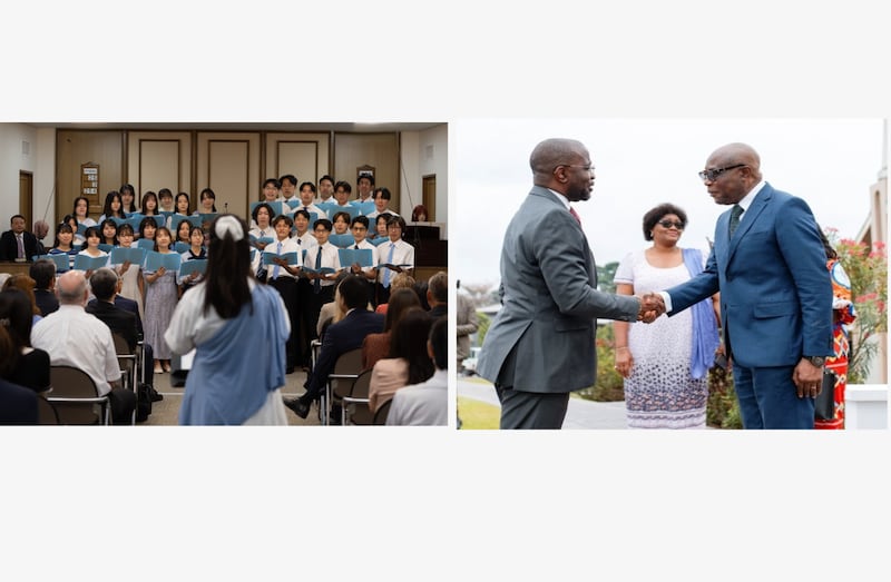 A compilation of two pictures of Japan's 125th anniversary of the Church and the DRC's 40th anniversary of the Church.