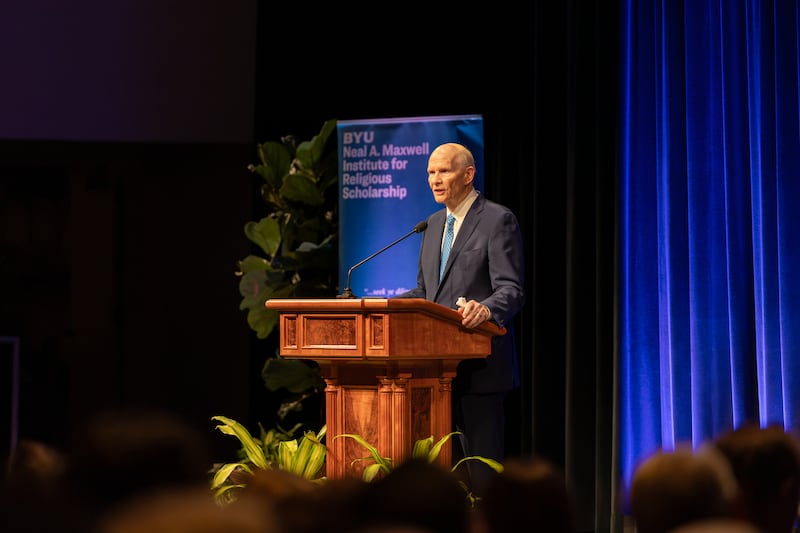 Elder Dale G. Renlund of the Quorum of the Twelve Apostles speaks at the Neal A. Maxwell Institute for Religious Scholarship at Brigham Young University in Provo, Utah, on Tuesday, Oct. 13, 2026.