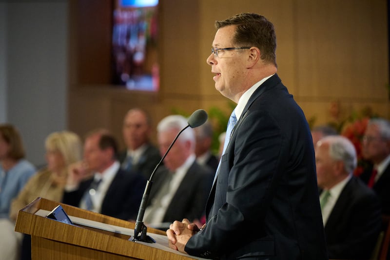 Elder Clark G. Gilbert of the Quorum of the Twelve Apostles speaks at the 2026 Seminar for New Mission Leaders at the Provo Missionary Training Center in Provo, Utah, on June 19, 2026.