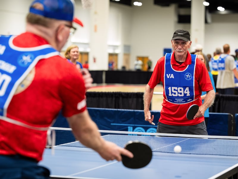 Veterans play table tennis during the 2026 National Veterans Golden Age Games, held June 27-July 2 in Tampa, Florida.