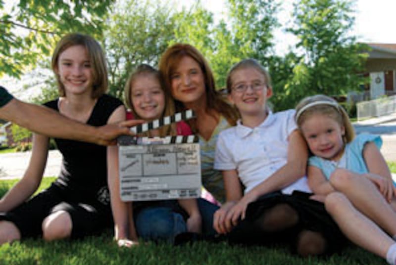 The Allison Newell family from Provo, Utah, gets cued up for a video segment.
