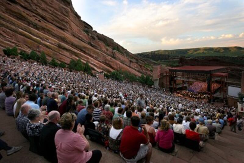 The Mormon Tabernacle Choir performs at the Red Rocks Amphitheater.