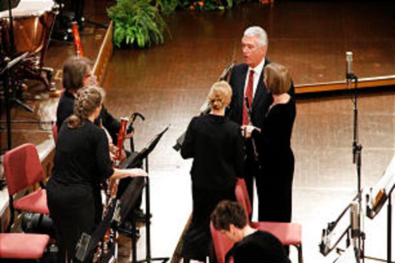 Autumn concert of Orchestra at Temple Square, Oct. 21. During intermission, President Dieter F. Uch