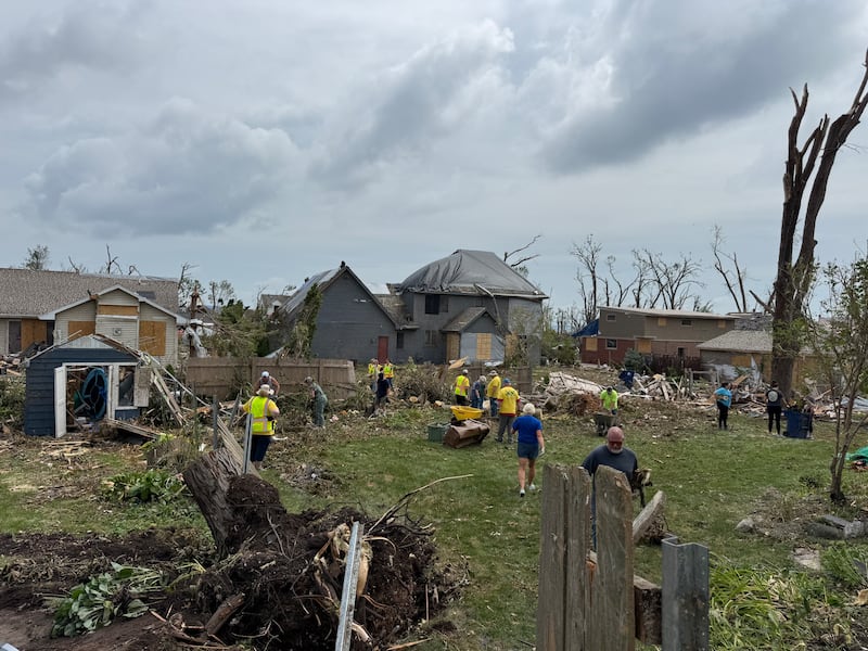 Latter-day Saints and others in northeastern Wisconsin help clear debris in the aftermath of an EF-3 tornado that touched down on July 27, 2026.