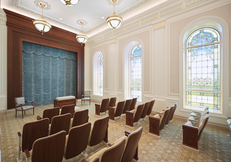 An instruction room inside the Ephraim Utah Temple.