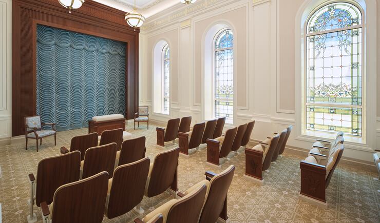 An instruction room inside the Ephraim Utah Temple.