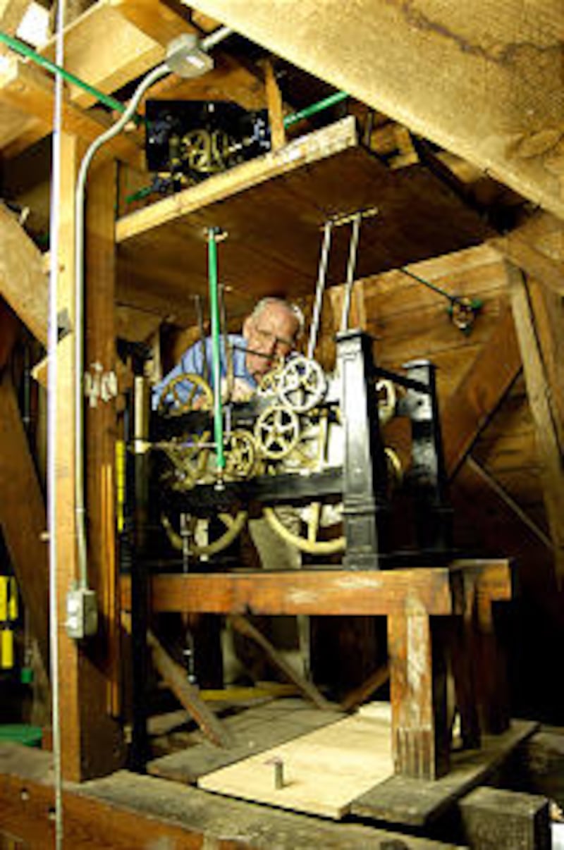 The tower clock in the St. George Tabernacle is one of only three clocks built by Ephraim Byram stil