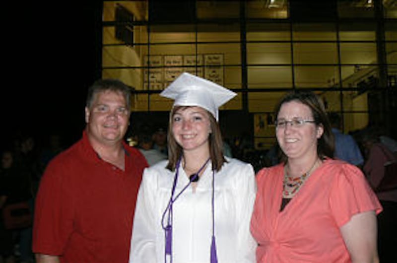 Laney Peacock with parents Wade and Tina at her graduation from Box Elder High School that is offeri