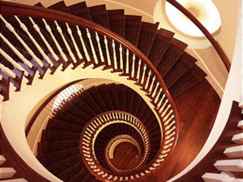 Spiral staircase is a feature of original Nauvoo Temple that is replicated in new Nauvoo Illinois Te