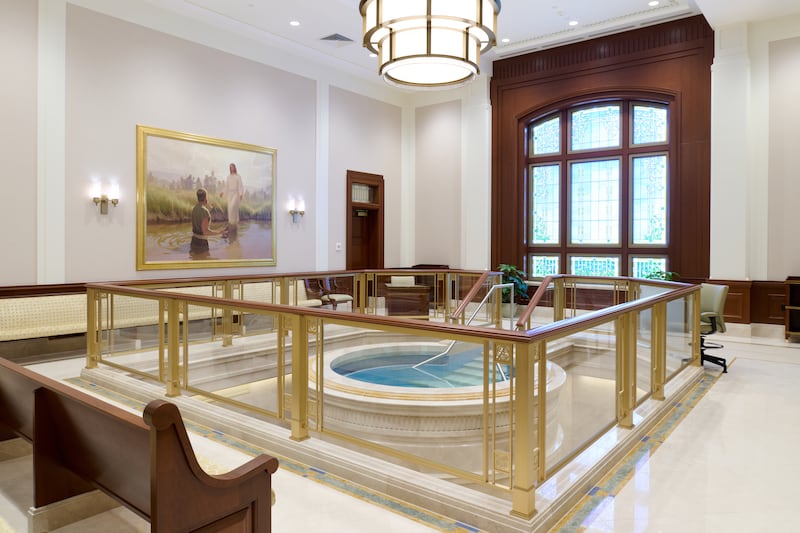 The baptistry in the Willamette Valley Oregon Temple.