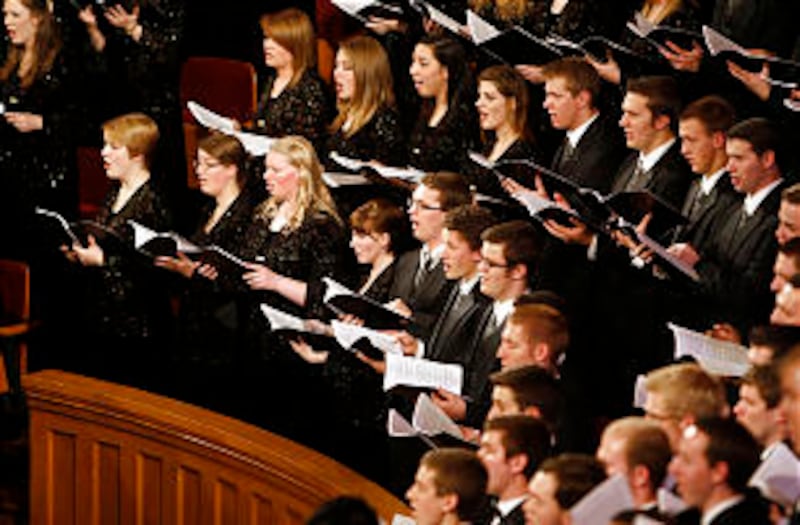 The combined student choir from BYU-Idaho finishes their tour by performing at the Tabernacle Saturd