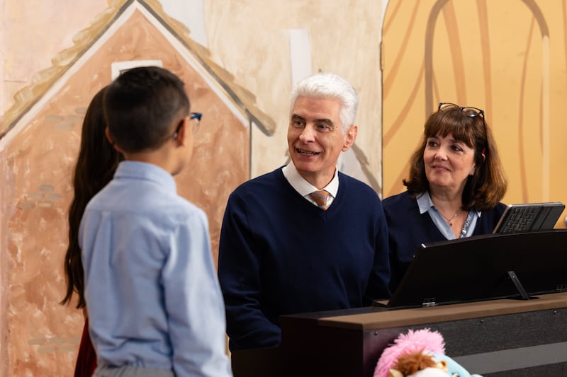Elder Gérald Caussé and Sister Valérie Caussé, speak to children during the September 2026 Friend to Friend broadcast.