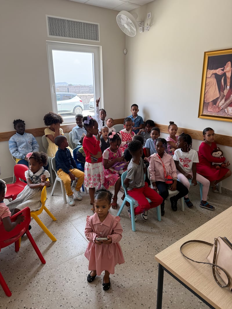 Primary children meet in the new Eugenio Lima Chapel in Praia, Cape Verde, Sunday, April 12, 2026.