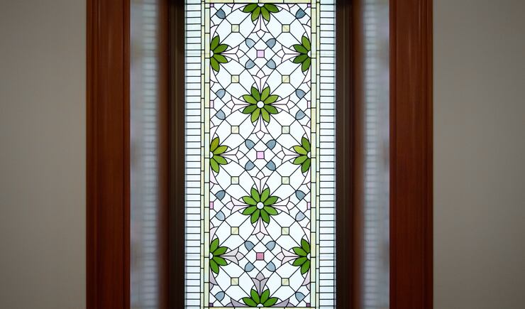 An art-glass window in the Bacolod Philippines Temple.