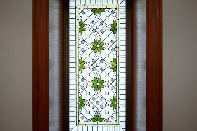 An art-glass window in the Bacolod Philippines Temple.