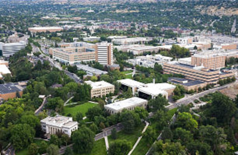 An aerial view of the Brigham Young University campus.
