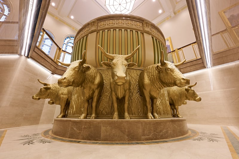 The baptismal font inside the Yorba Linda California Temple.