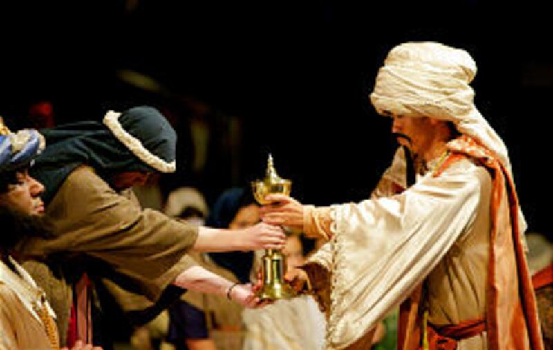Actors portray wise men from far off lands bringing gifts to the newborn Savior. More than 100 chur
