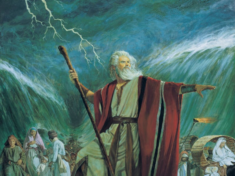 “Moses Parting the Red Sea” is by Robert T. Barrett.