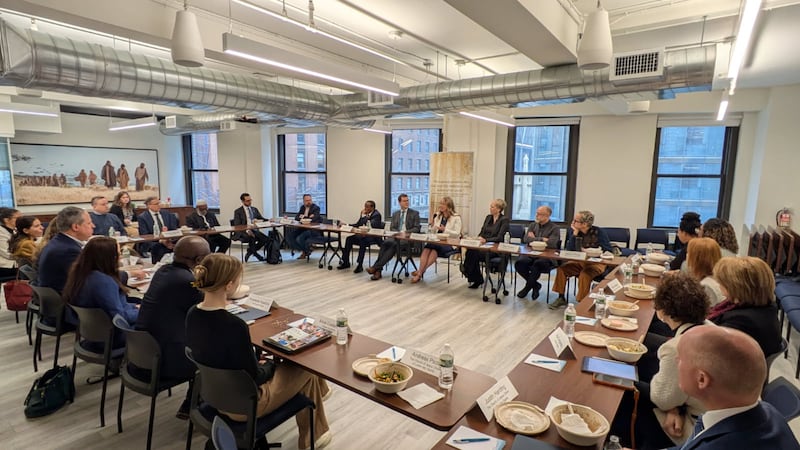 Government, religious and charity leaders participate in a roundtable discussion about humanitarian efforts around the world hosted by The Church of Jesus Christ of Latter-day Saints in New York City on Thursday, March 19, 2026.