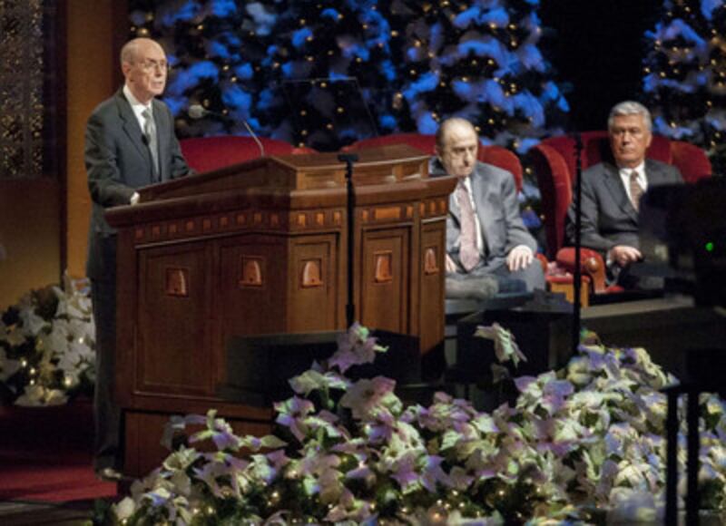 President Henry B. Eyring, first counselor in the First Presidency, speaks at the First Presidency C