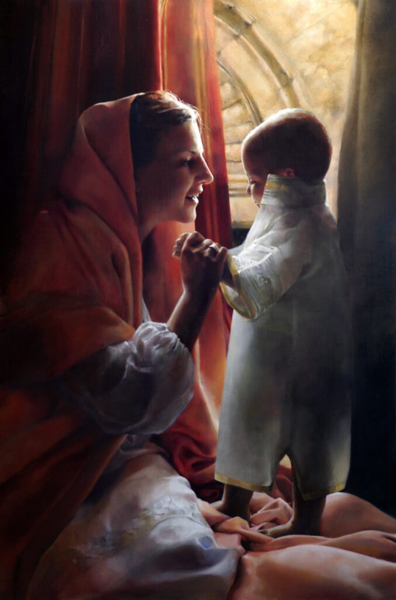 A painting of Hannah and her son Samuel from the Bible.