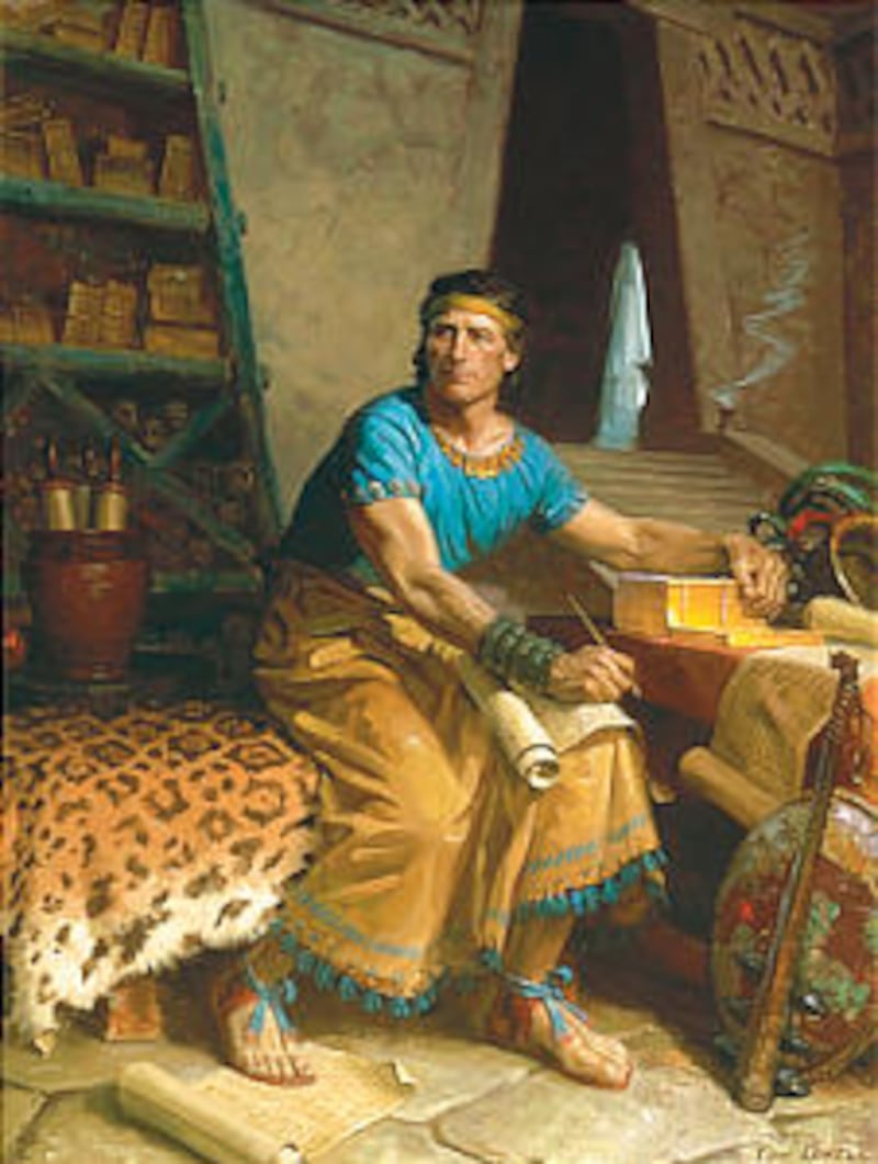 Moroni abridging the plates