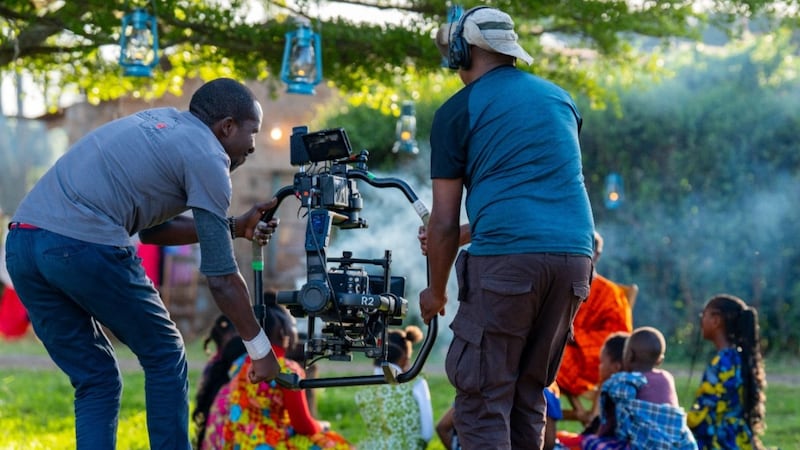 Crew members film a video depiction of the Nativity from Luke chapter 2 in Nairobi, Kenya, released in December 2025.