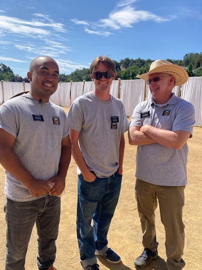 Tryston O'Toole, center, poses for a photo with fellow missionaries during his service mission in Corona, California.