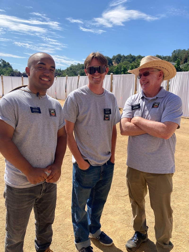 Tryston O'Toole, center, poses for a photo with fellow missionaries during his service mission in Corona, California.