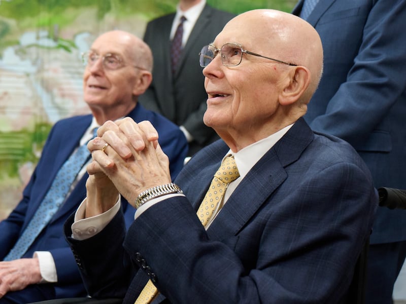 President Dallin H. Oaks and President Henry B. Eyring tour the Church’s new Humanitarian Center in Salt Lake City on Friday, May 22, 2026.