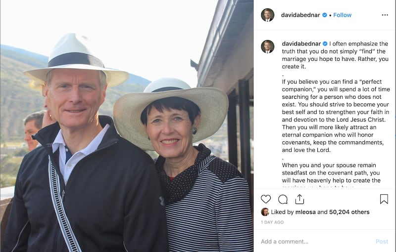 Elder David A. Bednar shares advice on finding an eternal companion on Wednesday, June 12, 2019.