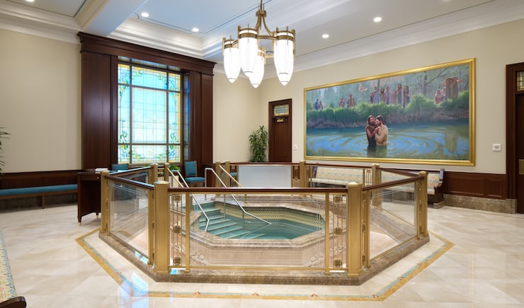 The baptistry of the Montpelier Idaho Temple.