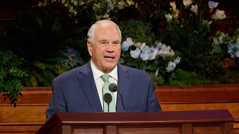 Elder Ronald A. Rasband of the Quorum of the Twelve Apostles speaks during the Sunday morning session of the 196th Annual General Conference of The Church of Jesus Christ of Latter-day Saints in the Conference Center in Salt Lake City on April 5, 2026.