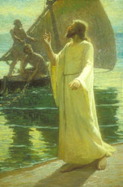 “Come Follow Me,” portrays the calling of Peter by artist J.T. Harwood.